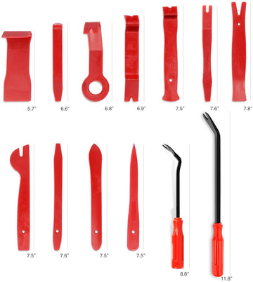 13 Pcs Nylon Trim Removal Tool Set for Bumper Fastener Rivet Retaining Retainer Clips Red